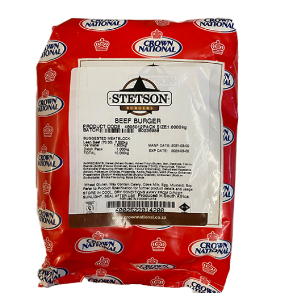 Crown National Stetson Beef Burger 1kg Bag